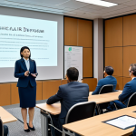 **
A professional AI ethicist giving a presentation at an AI Ethics Forum. The setting is a modern conference room, filled with attendees. She is wearing a modest business suit, fully clothed, and presenting slides on ethical AI development guidelines. Safe for work, appropriate content, perfect anatomy, natural proportions, professional setting.
**