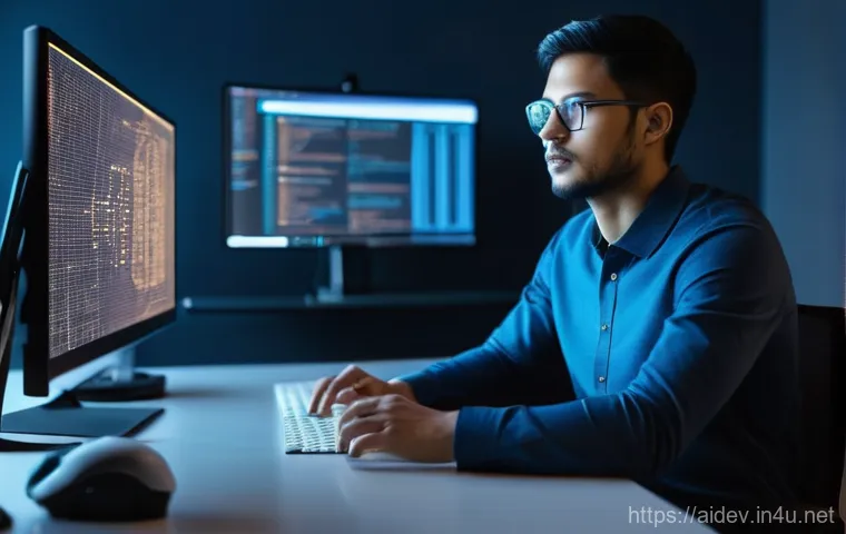 AI 개발자 학습 팁 - Image Prompt 1: The AI Guiding the Novice Developer** AI 개발자 학습 팁 - Image Prompt 1: The AI Guiding the Novice Developer**